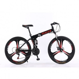 MIGONG Vélos pliant Vélo de montagne pliable 26" 27 vitesses en acier à haute teneur en carbone, pour adultes, double frein à disque, VTT en plein air, homme et femme (26" pour une hauteur de 160-185cm, noir)
