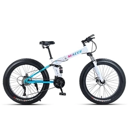 zwayouth Vélos pliant Vélo de montagne pliable de 26 pouces, 24 vitesses, suspension complète, VTT, cross country, vélo pliable adulte, homme / femme, double disque frein antidérapant, noir, blanc (26, blanc)