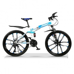 DQWGSS Vélos pliant Vélo De Montagne Pliant De 26 Pouces, Course De Vitesse À Double Absorption des Chocs, Vélo Pliant en Acier Au Carbone À Une Roue, Adapté Aux Adolescents Et Aux Adultes, Bleu, 21 Speed