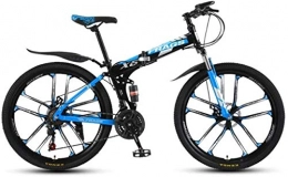 HCMNME vélo Vélo de montagne, VTT pliante VTT de 24 pouces Double Pays-Pays-Pays / Vitesse Vélo Vélo Vélo Vélo Ten Dix Roues Cutter Cadre en alliage avec freins à disque ( Color : Black blue , Size : 30 speed )