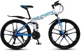 HCMNME vélo Vélo de montagne, VTT pliante VTT de 24 pouces Double Pays-Pays-Pays / Vitesse Vélo Vélo Vélo Vélo Ten Dix Roues Cutter Cadre en alliage avec freins à disque ( Color : White blue , Size : 30 speed )
