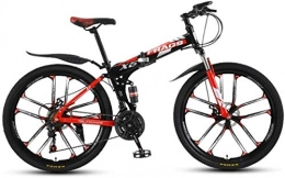 HCMNME vélo Vélo de montagne, VTT pliante VTT de 26 pouces à double choc absorbant / vélo de montagne variable VTT dix roues de coupe Cadre en alliage avec freins à disque ( Color : Black red , Size : 30 speed )