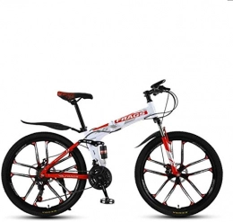 HCMNME vélo Vélo de montagne, VTT pliante VTT de 26 pouces à double choc absorbant / vélo de montagne variable VTT dix roues de coupe Cadre en alliage avec freins à disque ( Color : White Red , Size : 30 speed )