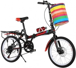 HCMNME vélo Vélo durable de haute qualité, Sports de plein air Montagne Voyage extérieur vélo pliant, 20" Rack et Garde-boue, cadre en aluminium léger et pliable vélo, 6 vitesses mini portable pliant pédales vélo