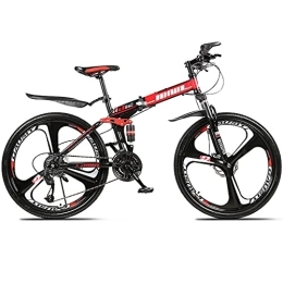 Vélo Montagne Pliant 26 Pouces, Suspension Complète Acier Haute Teneur Carbone, Absorption Choc Double, Entraînement Plein Air pour Hommes Et Femmes Vélos Antidérapants,30 Speed