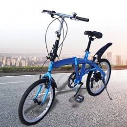 Kaibrite Vélos pliant Vélo pliant 20" avec cadre en acier carbone - 7 vitesses - Hauteur d'assise réglable jusqu'à 90 kg - Bleu - Pour sports de plein air