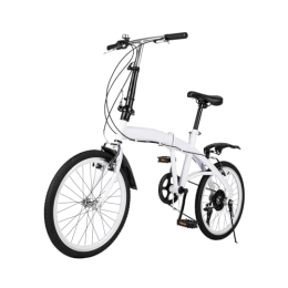 Yolancity Vélos pliant Vélo pliant de 20 pouces, 7 vitesses, blanc, vélo pliant pour adulte, vélo de ville pliant pour homme et femme, hauteur applicable 1, 4 à 1, 9 m, vélos pour la ville et le camping