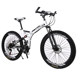 Generic Vélos pliant Vélo Pliant VTT Léger Pliable Vélo de Course Vélo de Route Cadre en Acier À Haute Teneur en Carbone Velo Pliable pour Homme, Femme, Adulte Compact 21 Vitesses, White, 24inch