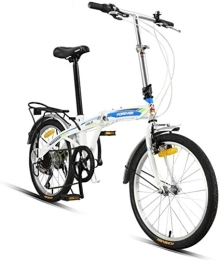 NOLOGO vélo Vélo Variable vélo Pliant Vitesse vélo Adulte Hommes et Femmes Ultra léger Route Ville Portable vélo Manned Mini vélo Absorbant Les Chocs (Color : White Blue)