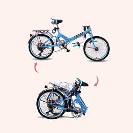 NOLOGO Vélos pliant Vélo Vélo Pliant Adulte Damping vélo Femme Lightweight vélo 20 Pouces Homme Portable Étudiantes Jeunesse Marche Vélo (Color : Blue)