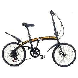SHANRENSAN vélo Vélo à vitesse variable pour adultes, vélo pliable de 20 pouces pour adultes, frein à disque, acier au carbone, convient pour la conduite en extérieur (rayons noirs et orange).