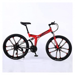 GUHUIHE Vélos pliant Vélos de la route Vélo Racing Vélo pliable Vélo de montagne 26 / 24 pouces Acier 21 / 24 Vélos Vélos Bicyclettes Dual-Disc Brakes ( Color : Red 10 wheel spoke , Number of speeds : 24 Inches 21Speed )