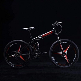Aoyo vélo Vélos de montagne, cadre en acier pliant haute teneur en carbone 24 pouces variable Absorption Vitesse double choc Trois Molettes Pliable de vélos, Convient aux personnes (Color : Black)