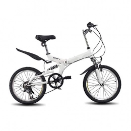 WISDOM LIFE vélo VéLos De Montagne Pliants Mini VéLo 6 Vitesses Vtt Tout Suspendu, Fourche De Frein à Disque Double Suspension ArrièRe AntidéRapante Pour éTudiants, EmployéS De Bureau, Et Domicile-Travail, White, 20in