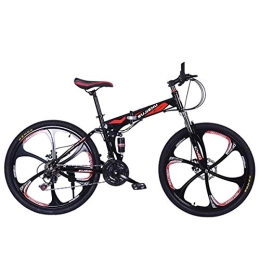 WEHOLY vélo WEHOLY Vélo de Montagne Pliant, vélo Pliant de 26 Pouces avec Roue intégrée en Acier Robuste à 6 Rayons, engrenage à Suspension complète de qualité supérieure à 24 Vitesses, 7, 26