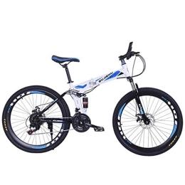 WEHOLY vélo WEHOLY Vélo de Montagne Pliant, vélo Pliant de 26 Pouces avec Roue intégrée en Acier Robuste à 6 Rayons, équipement de Suspension intégrale de qualité supérieure à 24 Vitesses, 2, 26