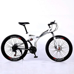 WEHOLY vélo WEHOLY Vélo Pliant vélo de Montagne vélo Sport Loisirs Hommes et Femmes Double Absorption des Chocs Acier au Carbone à Double Freins à Disque Vitesse Hors Route vélo Adulte 21 Vitesse 26 Pouces