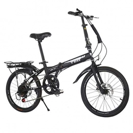 WISDOM LIFE vélo WISDOM LIFE VéLos Portables Pliants à 6 Vitesses Double Frein à Disque VéLo De Montagne Mini VéLo Pliant avec Frein en V pour Adultes Hommes Et Femmes, Black, 20in