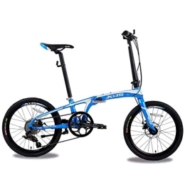 WJSW vélo WJSW 20 'vélos pliants, Adultes Unisexe 8 Vitesses Frein Disque Double vélo Pliant léger, vélo Portable léger Alliage d'aluminium, Bleu