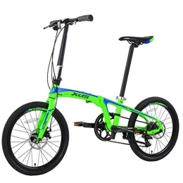 WJSW vélo WJSW 20 'vélos pliants, Adultes Unisexe 8 Vitesses Frein Disque Double vélo Pliant léger, vélo Portable léger Alliage d'aluminium, Vert