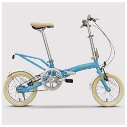 WJSW vélo WJSW Mini vélos pliants, 14 Pouces Adultes Femmes vélo Pliable Une Seule Vitesse, léger vélo Transport Urbain Super Compact Portable, Bleu