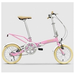 WJSW Vélos pliant WJSW Mini vélos pliants, vélo Pliable Une Seule Vitesse pour Femmes Adultes 14 Pouces, vélo Banlieue Urbain Super Compact et Portable, Rose