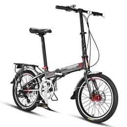 WJSW Vélos pliant WJSW Vélo Pliant pour Adultes, vélo Pliable 7 Vitesses 20 Pouces, vélo Banlieue Urbain Super Compact, vélo Pliable avec Pneu antidérapant et résistant l'usure, Gris