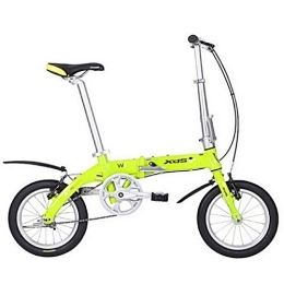 WJSW vélo WJSW Vélo Pliant Unisexe, Mini vélo Banlieue Urbain Une Seule Vitesse 14 Pouces, vélo Compact Pliable avec Ailes Avant et arrière, Jaune