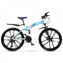 WJSW Vélos pliant WJSW Vélos de routepliant en Acier à Haute teneur en Carbone, vélo de Loisirs portatif pour Sports de Plein air de 26 Pouces (Couleur: Bleu, Taille: 30 Vitesses)