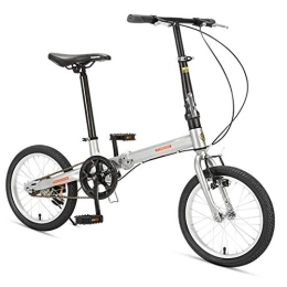 WJSW Vélos pliant WJSW Vélos pliants 16 po, vélo Pliant léger Acier Haute teneur Carbone, Mini vélo Banlieue Cadre renforcé Une Seule Vitesse, Portable léger, Noir