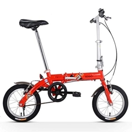 WJSW Vélos pliant WJSW Vélos pliants pour Adultes, vélo Pliable Vitesse Unique Unisexe pour Enfants, vélo Banlieue Portable léger et léger Cadre renforcé 14 Pouces, Rouge