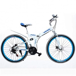 WLMGWRXB Vélos pliant WLMGWRXB 24 / 26 Pouces Frein à Disque Pliable à Suspension intégrale 27 Vitesses VTT, Blanc, 24inch