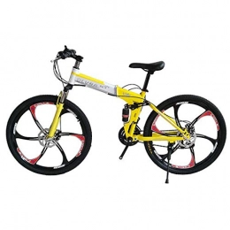 WLMGWRXB Vélos pliant WLMGWRXB Pliable Double Choc Absorption Double Disque De Frein Global Six-Knife Wheel 26 Pouces 27 Vitesse Mâle Et Femelle VTT, Jaune