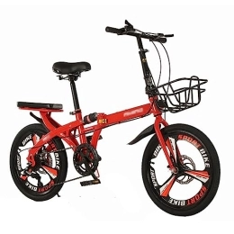 WOLWES vélo WOLWES Vélo Pliant Vélo Pliable avec 7 Vitesses 20 Pouces Double Frein à Disque en Acier à Haute teneur en Carbone Vélo de Ville Facile à Plier pour Hommes Femmes C, 20in