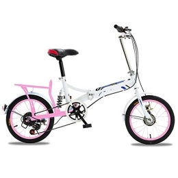 WYZDQ vélo WYZDQ Mâle et Femelle Adulte 20 Pouces Amortisseur vélo 6-Niveau à Vitesse Variable vélo Pliant Portable, Rose