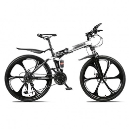 WYZDQ vélo WYZDQ Travail Portable vélo Hommes et Les Femmes Absorption des Chocs Pliant VTT Adulte à Vitesse Variable Courses Tout-Terrain, Blanc, 30 Speed (24 inches)