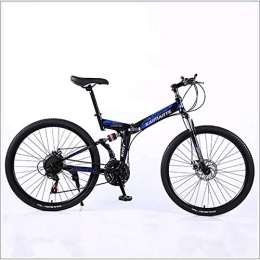 XER Vélos pliant Xer VTT 24 vitesses​​acier haute carbone 24 pouces roue à rayon double engrenage pliable pour remorque Ville, bleu, 21 vitesses