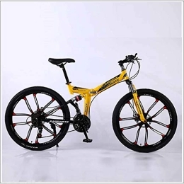XER Vélos pliant Xer VTT 24 vitesses​ acier haute carbone 24 pouces roues à 10 rayons double rehaussement pliable pour remorque City, jaune, 27 vitesses