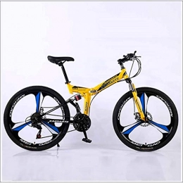 XER Vélos pliant Xer VTT 27 vitesses​​ acier haute carbone 24 pouces roues à 3 rayons double roue pliable pour remorque Ville, jaune, 24 vitesses
