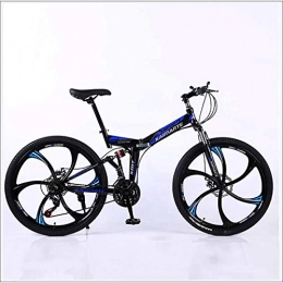 XER Vélos pliant XER VTT pliable - Double levage, 27 vitesses, 26 pouces, 6 hauts-carbone, freins à disque - Bleu - 24 vitesses
