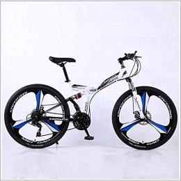 XER Vélos pliant XER Vélo VTT pliable, à suspension double vis, 27", 26", haute teneur en carbone, acier, freins à disque de vélo, blanc, 27 vitesses