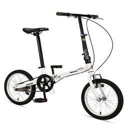 Xiaoyue Vélos pliant Xiaoyue 16" Vélos pliants, Haute teneur en Carbone en Acier Poids léger vélo Pliant, Mini monovitesse renforcé Cadre de Banlieue vélo, Portable léger, Noir lalay (Color : White)