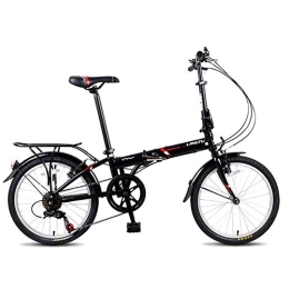 Xiaoyue Vélos pliant Xiaoyue Adultes, vélos pliants 20" 7 Speed ​​Portable léger Pliable Vélo, en Acier au Carbone Urbain de Banlieue vélo avec Porte arrière Carry, Noir lalay (Color : Black)