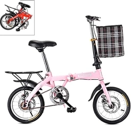 Yajun vélo Yajun VTT Vélo Pliant Bikes Monovitesse Adulte Hommes Femmes Ultra-léger en Alliage D'aluminium Mini Portable Sport Riding Bike, Pink, 16-inch
