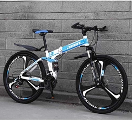 JIAWYJ vélo YANGHAO-VTT adulte- Vélos de VTT Vélos pliants, 26 pouces de 27 vitesses 27 vitesses de frein à double disque en suspension complète antidérapante, cadre en aluminium léger, fourche suspension, bleu,