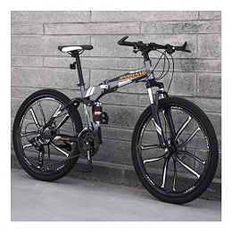 YCHBOS vélo YCHBOS VTT Homme 24 / 26 Pouces Pliable Tout Suspendu, 27 Vitesses Léger Vélo de Montagne Pliant Adulte, Véhicule Tout Terrain, Mountain Bike Bicycle, Double Frein à DisqueD-24 inch