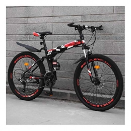 YCHBOS vélo YCHBOS VTT Pliable Homme Femme 24 / 26 Pouce Adultes, 27 Vitesses Vélo de Montagne Tout Suspendu, Vélo de Cadre en Acier À Haut Carbone avec Double Frein À Disque, Roues à RayonsB-24 inch