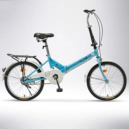 ZEIYUQI vélo ZEIYUQI Mesdames Pliables Vélos 20 Pouces avec Le Panier Petit Vitesse Variable Route Convient pour Équitation en Extérieur, Bleu, Single Speed A