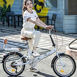ZEIYUQI vélo ZEIYUQI Vélo pour Femmes 20 Pouces Pliable Dames Les Bicyclettes À Vitesse Variable Vélo Convient pour Équitation en Extérieur, Blanc, Variable Speed B