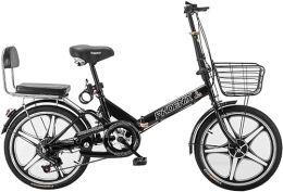 ZLYJ vélo ZLYJ Vélo Pliant 20 Pouces pour Adultes, Vélo Ville Pliant en Aluminium Léger, Système Pliage Rapide, Vélo Étudiant Portable Ultra-Léger Black